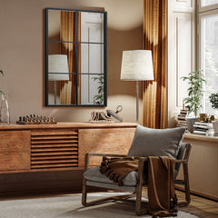 3-Layered Decorative Wall Mirror with Metal Frame for Dining Living Room