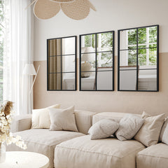 3-Layered Decorative Wall Mirror with Metal Frame for Dining Living Room