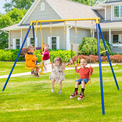 Metal Swing Set for Backyard with 2 Swing Seats and 2 Glider Seats