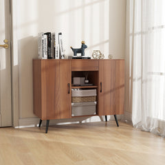 Mid-century Modern Buffet Sideboard Server Cabinet with 9-Bottle Wine Rack