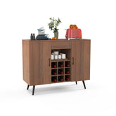 Mid-century Modern Buffet Sideboard Server Cabinet with 9-Bottle Wine Rack