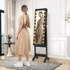Mirror Jewelry Cabinet with 20 Warm Lights and 4 Tilt Angles