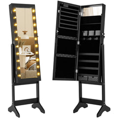 Mirror Jewelry Cabinet with 20 Warm Lights and 4 Tilt Angles