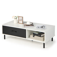 Modern 2-Tier Coffee Table Accent Cocktail Table with Storage