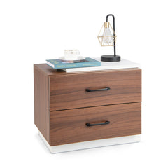 Vertical Modern Nightstand with 2 Drawers for Bedroom Living Room