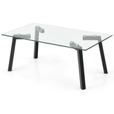 Modern Tempered Glass Coffee Table with Metal Frame for Living Room