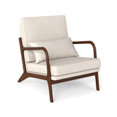 Modern Accent Chair with Rubber Wood Armrests and Removable Back