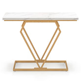 Gold Console Table with Diamond Shape Geometric Frame