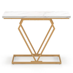 Gold Console Table with Diamond Shape Geometric Frame