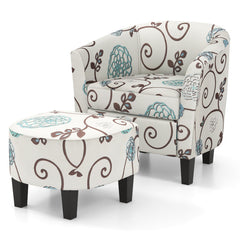 Modern Accent Tub Chair and Ottoman Set with Fabric Upholstered