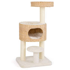 Modern Cat Tower Cat Tree with Top Perch Cattail Fluff Condo