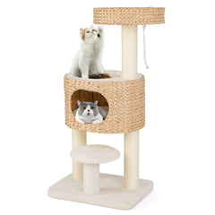 Modern Cat Tower Cat Tree with Top Perch Cattail Fluff Condo