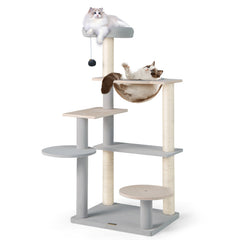 Modern Cat Tree 44 Inch Multi-level Cat Tower with Removable Padded Top Perch