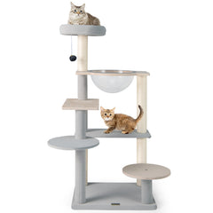 Modern Cat Tree 44 Inch Multi-level Cat Tower with Removable Padded Top Perch