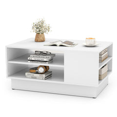 Modern Coffee Table with 2-Tier Open Storage Shelves