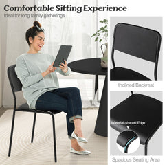 Modern Dining Chairs Set of 4 with Tilted Backrest and Sturdy Metal Legs