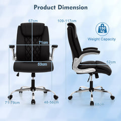 Modern Height Adjustable PU Leather Office Chair with Rocking Function