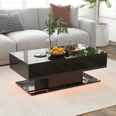 Modern LED Coffee Table with 20 Color LED Lights and 2 Storage Drawers