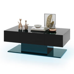 Modern LED Coffee Table with 20 Color LED Lights and 2 Storage Drawers
