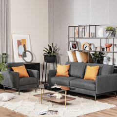 Modern Sofa Couch with Solid Metal Legs and Comfy Backrest Cushion