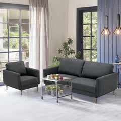 Modern Sofa Couch with Solid Metal Legs and Comfy Backrest Cushion