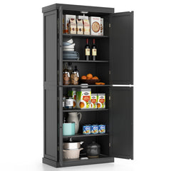 72.5 Inches Tall Buffet Cabinet with 6-Tier Shelves and 4 Doors