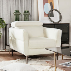 Modern Upholstered Single Sofa with Adjustable Headrest