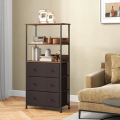 Chest of Fabric Drawer with 3 Folding Fabric Drawers and Anti-tipping Devices