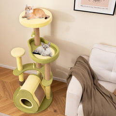 Freestanding Multi-level Avocado Cat Tower with Private Condo