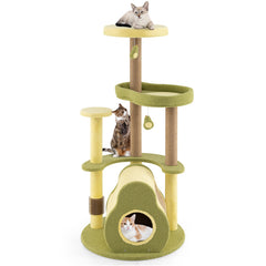 Freestanding Multi-level Avocado Cat Tower with Private Condo