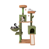 Multi-level Cactus Cat Tree with Scratching Posts Ladder Double Condos and Toys Bed