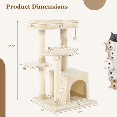 Multi-layer Cat Tree with Perch and Hanging Ball