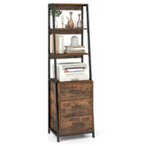 Multifunctional Tall Bookcase with Open Shelves and Storage Drawers