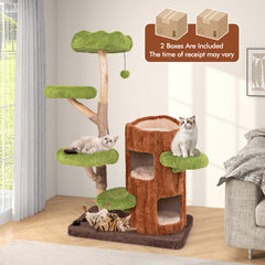Multi-level Cat Tree with Double Decker Cat House and Sisal Panel