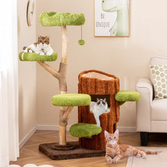 Multi-level Cat Tree with Double Decker Cat House and Sisal Panel