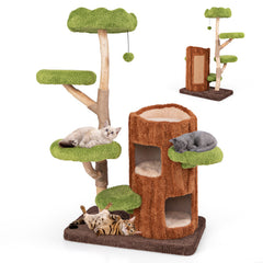 Multi-level Cat Tree with Double Decker Cat House and Sisal Panel