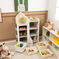 Multipurpose Toy Chest and Bookshelf for Bedroom with Mobile Trolley