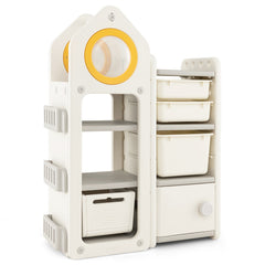 Multipurpose Toy Chest and Bookshelf for Bedroom with Mobile Trolley
