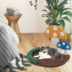 Mushroom Cat Bed Cat Claw Scratcher with Wide Bed and Sisal Scratch Panel