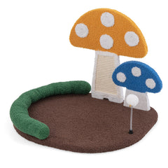 Mushroom Cat Bed Cat Claw Scratcher with Wide Bed and Sisal Scratch Panel