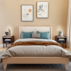Nightstand Bedside End Table with Drawer and Shelf for Living Room Bedroom