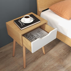 Set of 1/2 Modern Nightstand with Storage Drawer for Bedroom Living Room