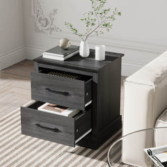 Wood Compact Floor Nightstand with Storage Drawers