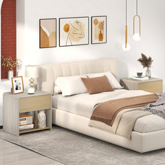 2-Tier Modern Style Nightstand with Drawer and Open Shelf for Bedroom