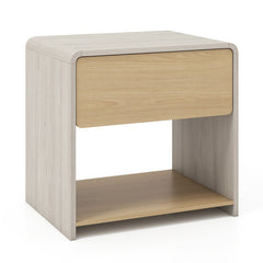 2-Tier Modern Style Nightstand with Drawer and Open Shelf for Bedroom