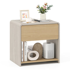 2-Tier Modern Style Nightstand with Drawer and Open Shelf for Bedroom