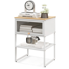 Nightstand with Flip up Door Storage Shelf
