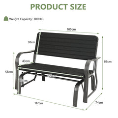 2-Seat Porch Glider with HDPE Back Seat and Steel Frame