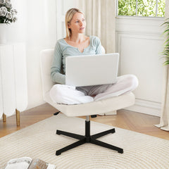 Office Armless Chair Cross Legged with Imitation Lamb Fleece and Adjustable Height