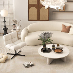 Office Armless Chair Cross Legged with Imitation Lamb Fleece and Adjustable Height